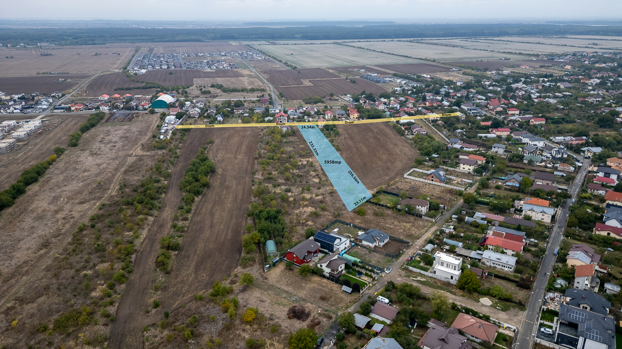 BUFTEA  FLAMANZENI,TEREN 5958 MP,DESCHIDERE 24 M,DOSAR PUZ+AVIZE,TOATE UTILITATILE