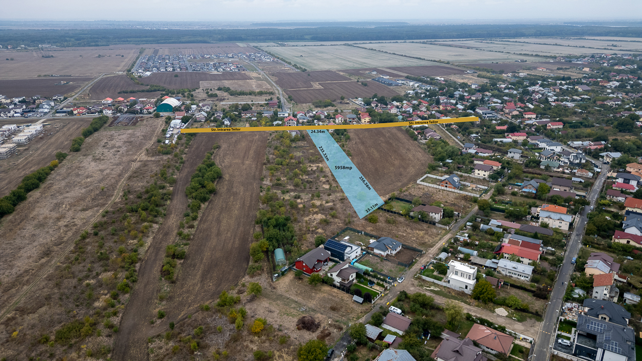 BUFTEA  FLAMANZENI,TEREN 5958 MP,DESCHIDERE 24 M,DOSAR PUZ+AVIZE,TOATE UTILITATILE