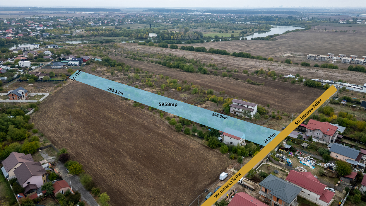 BUFTEA  FLAMANZENI,TEREN 5958 MP,DESCHIDERE 24 M,DOSAR PUZ+AVIZE,TOATE UTILITATILE