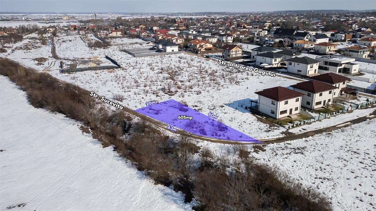 CORBEANCA - PARADISUL VERDE,TEREN  605 MP,DESCHIDERE 63 M,TOATE UTILITATILE