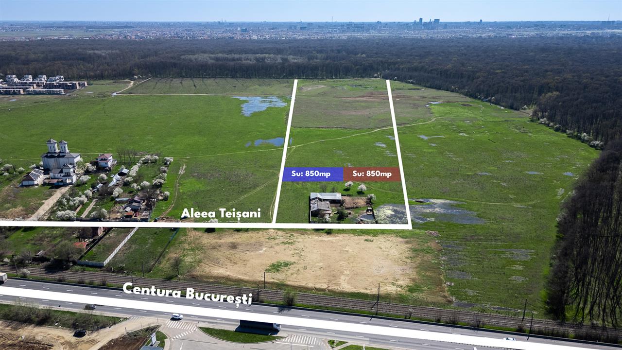 PIPERA - VOLUNTARI ,TEREN INTRAVILAN,852 MP,DESCHIDERE 18 M,LANGA PADURE