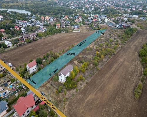 BUFTEA - FLAMANZENI,TEREN 5958 MP,DESCHIDERE 24 M,DOSAR PUZ+AVIZE,TOATE UTILITATILE